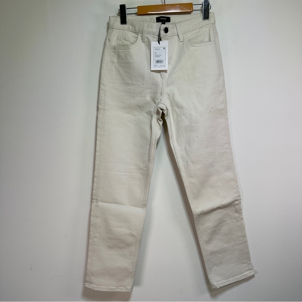 Theory NWT Cream Off White Straight Leg Ankle Jeans Minimalist Denim 26